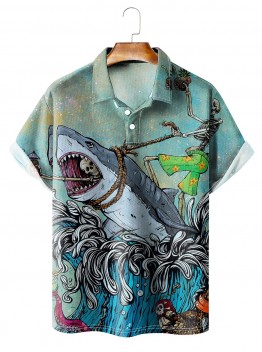 Men's Crazy Pirate Print Lapel POLO Shirt 37653550X