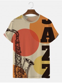 Men's 1950 Retro Saxophone Art Short Sleeve T-Shirt