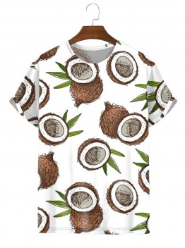 Men's Fashion Crew Neck Coconut Print T-Shirt