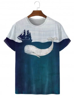 Men's Whale Print Short Sleeve T-Shirt