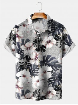 Men's Hawaiian Hibiscus Short Sleeve Polo Shirt